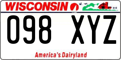 WI license plate 098XYZ