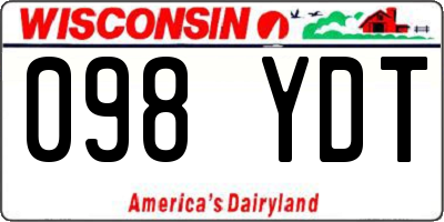 WI license plate 098YDT
