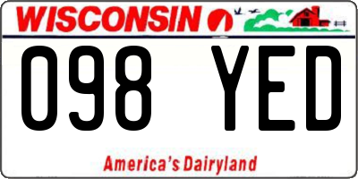 WI license plate 098YED