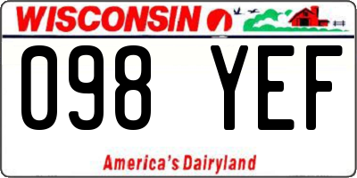 WI license plate 098YEF