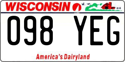 WI license plate 098YEG