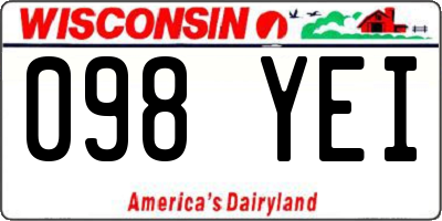 WI license plate 098YEI