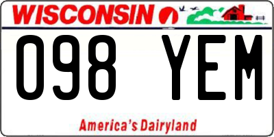 WI license plate 098YEM