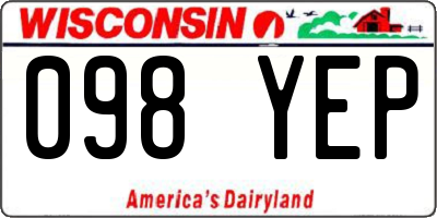 WI license plate 098YEP