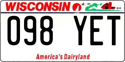 WI license plate 098YET