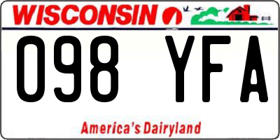 WI license plate 098YFA
