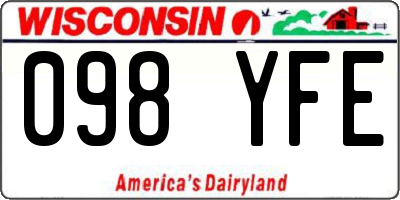 WI license plate 098YFE
