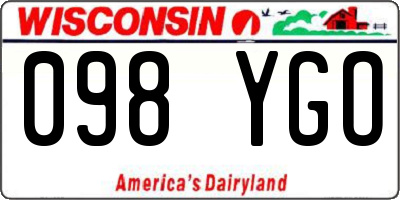 WI license plate 098YGO