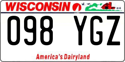 WI license plate 098YGZ