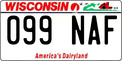 WI license plate 099NAF
