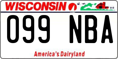 WI license plate 099NBA