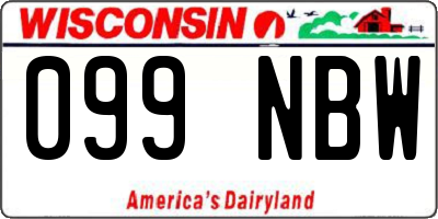 WI license plate 099NBW