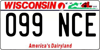WI license plate 099NCE