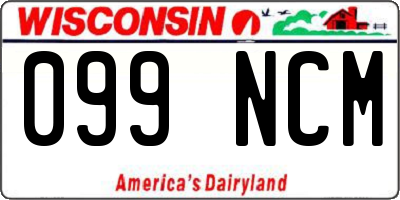 WI license plate 099NCM