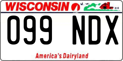 WI license plate 099NDX