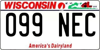 WI license plate 099NEC