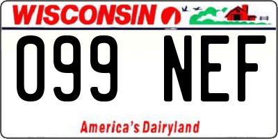 WI license plate 099NEF