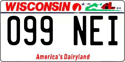 WI license plate 099NEI