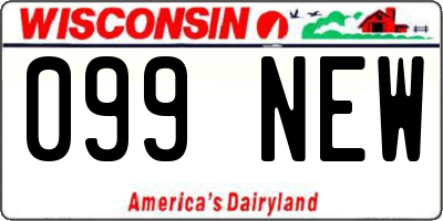 WI license plate 099NEW