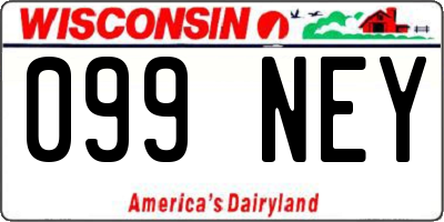 WI license plate 099NEY