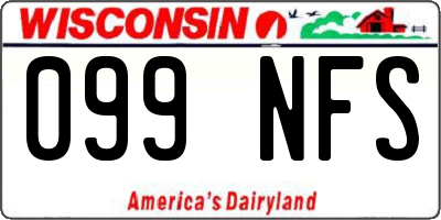 WI license plate 099NFS