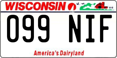 WI license plate 099NIF