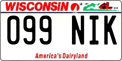 WI license plate 099NIK