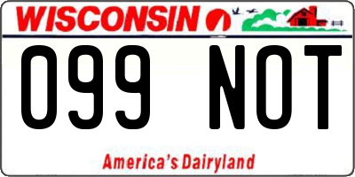 WI license plate 099NOT