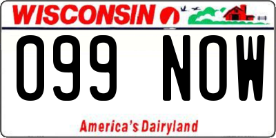 WI license plate 099NOW