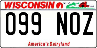 WI license plate 099NOZ