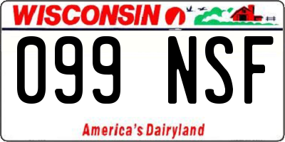 WI license plate 099NSF
