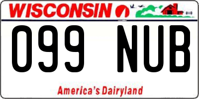 WI license plate 099NUB