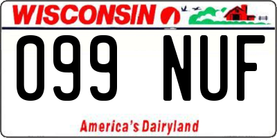 WI license plate 099NUF