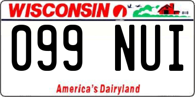 WI license plate 099NUI