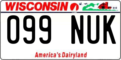 WI license plate 099NUK
