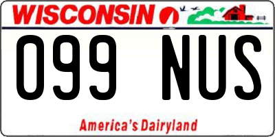 WI license plate 099NUS