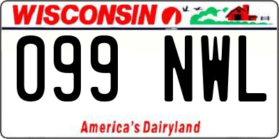 WI license plate 099NWL