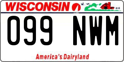 WI license plate 099NWM