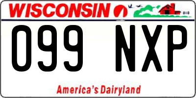 WI license plate 099NXP