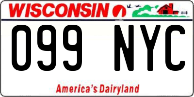 WI license plate 099NYC