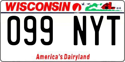 WI license plate 099NYT