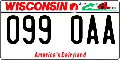 WI license plate 099OAA