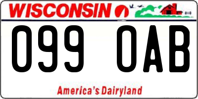 WI license plate 099OAB