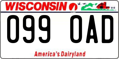 WI license plate 099OAD