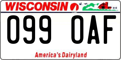 WI license plate 099OAF