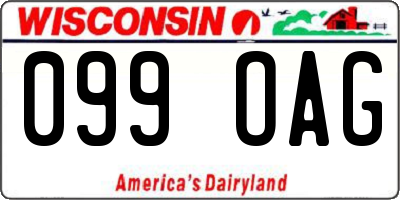 WI license plate 099OAG