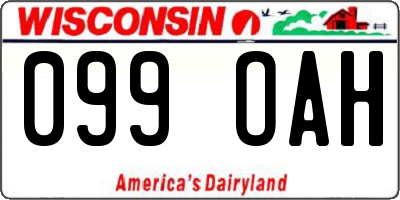 WI license plate 099OAH