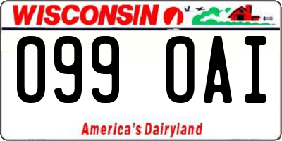 WI license plate 099OAI