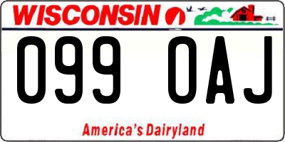 WI license plate 099OAJ