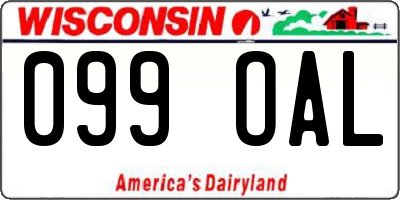 WI license plate 099OAL